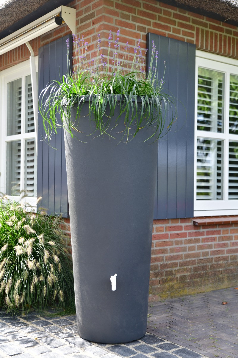Regenton Aqua antraciet met beplanting