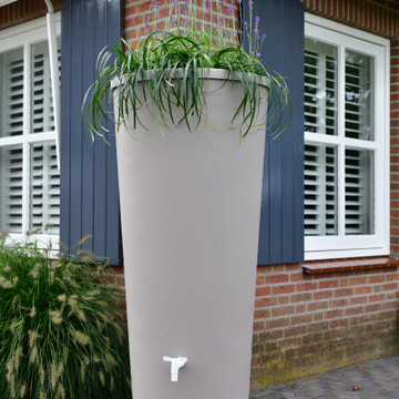 Regenton Aqua taupe met beplanting Regenton Aqua taupe met beplanting